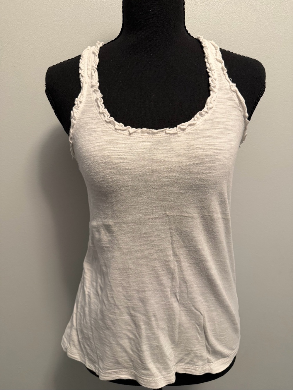 Women's White Ruffle-Edge Tank Top